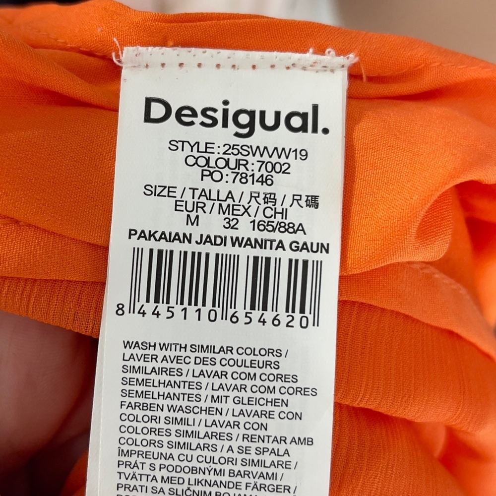 DESIGUAL Orange flowy maxi dress beautiful event travel vacation M - Picture 9 of 9